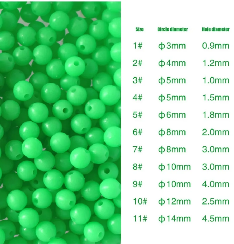 100pcs/Lot Luminous Beads 3mm-12mm Fishing Space Beans Round Float Balls Light Glowing For Outdoor Fishing Accessories Set