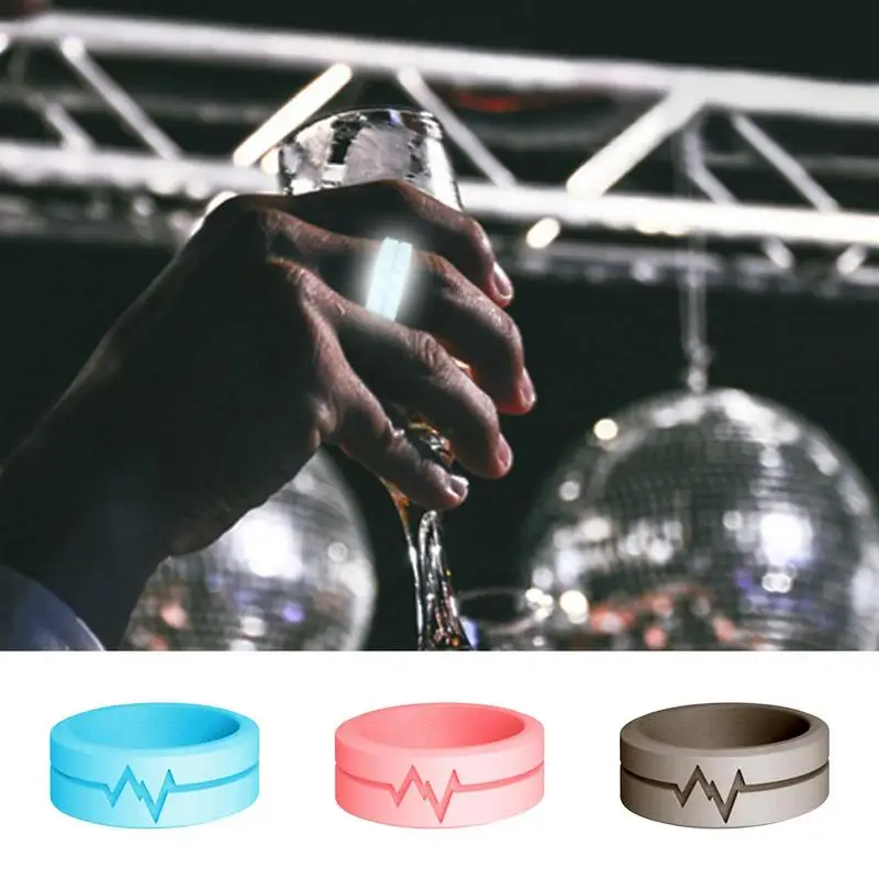 

Silicone Ring Women Men Luminous Glow The Dark Round Finger Rings Fluorescent Flexible Party Jewelry Heartbeat Anniversary Gift