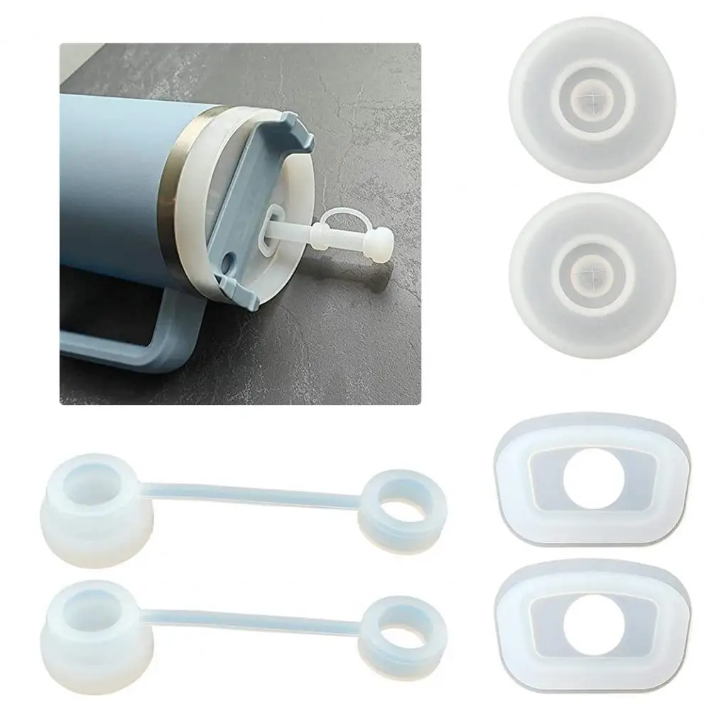 

2 Set Cup Straw Cover Leak Stopper Spill Protector Food Grade Dust-proof Transparent Car Tumbler Straw Tip Topper Home Supplies