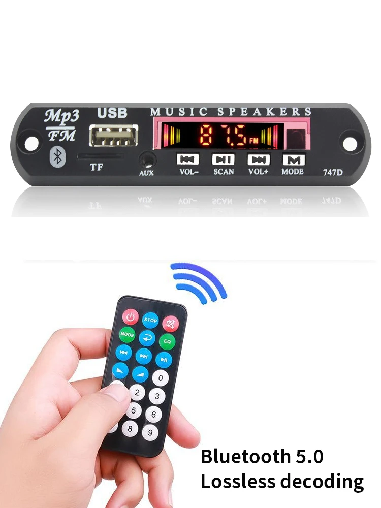 12V MP3 WMA Decoder Board Audio Module USB TF Radio Bluetooth5.0 Wireless Music Car MP3 Player With Bluetooth Remote Control