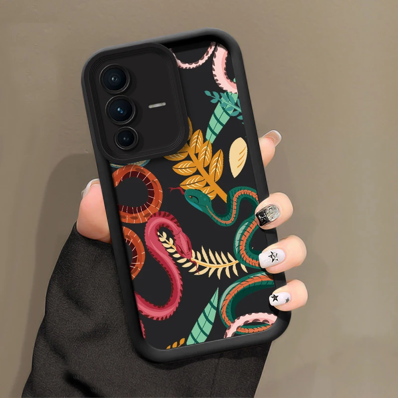 Фото Роскошный чехол для телефона с принтом под змеиную кожу для Vivo V70 FE V60 Lite V50 V40 Pro V30 SE V30E V29E V29 V27E, силиконовый матовый противоударный чехол №4