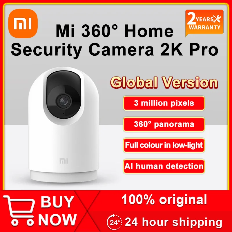 

Семейная камера безопасности Xiaomi Mi, 360 °, 2K Pro, видеоняня, 1296P HD, ночное видение, голосовая связь, AI будильник Mijia