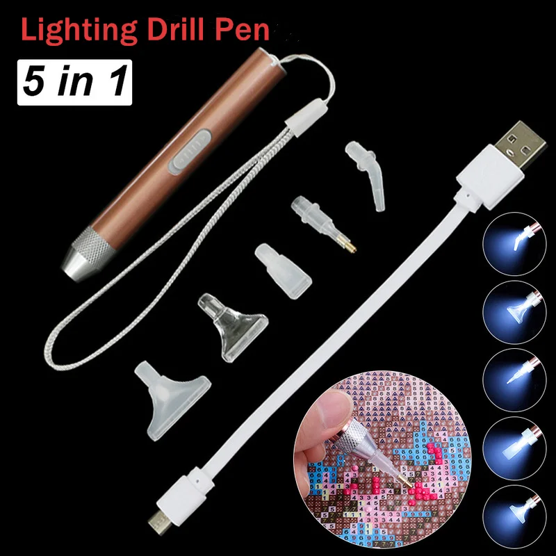 2022 New Angled / Straight Tip Lighting Glow Drill Pens Set for Diamond painting DIY Tools 5D Painting with Diamonds Accessories