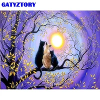 gatyztory pictures by number cat animal drawing on canvas handpainted art gift diy oil painting scenery kits home decoration