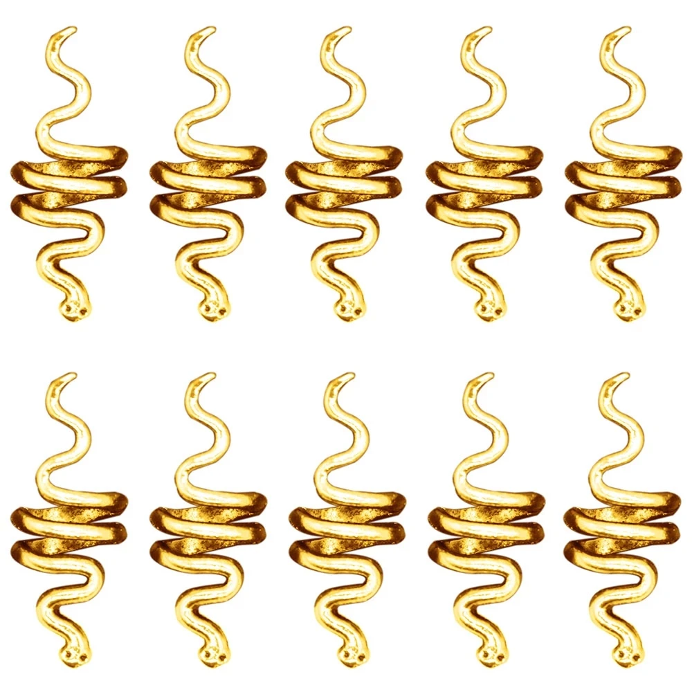 

20pcs/Pack Metal Golden Dreadlock Braids Hair Beads Snake Style Hair Rings Tube for DIY Decorate Hair Accessories