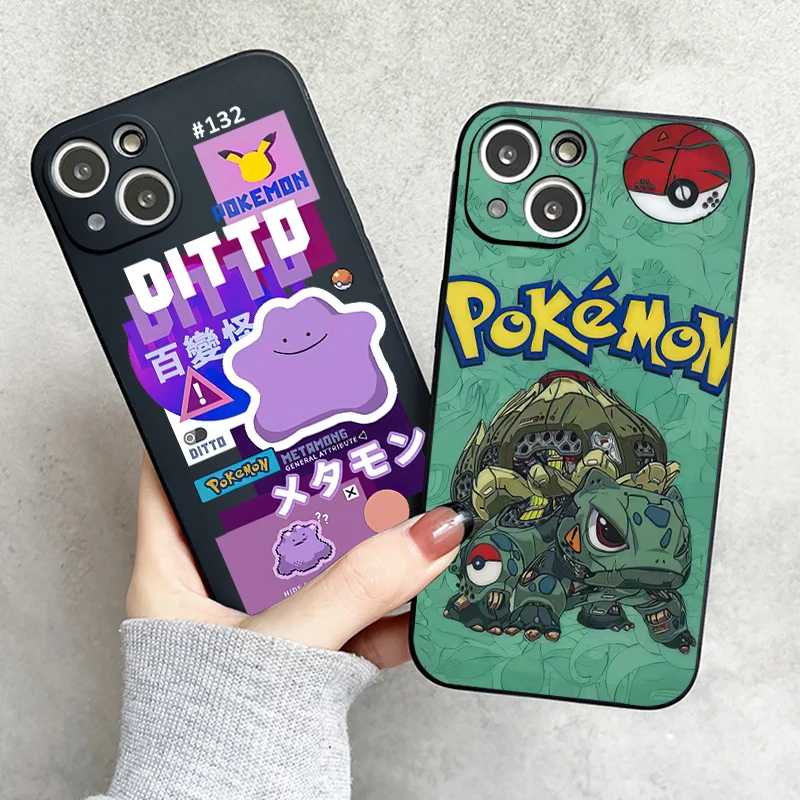 

Cartoon Pokémon Phone Case For Funda iPhone 11 12 13 Pro Max Mini X XR XS SE 2020 6 7 8 Plus Celular Back Black Soft Coque