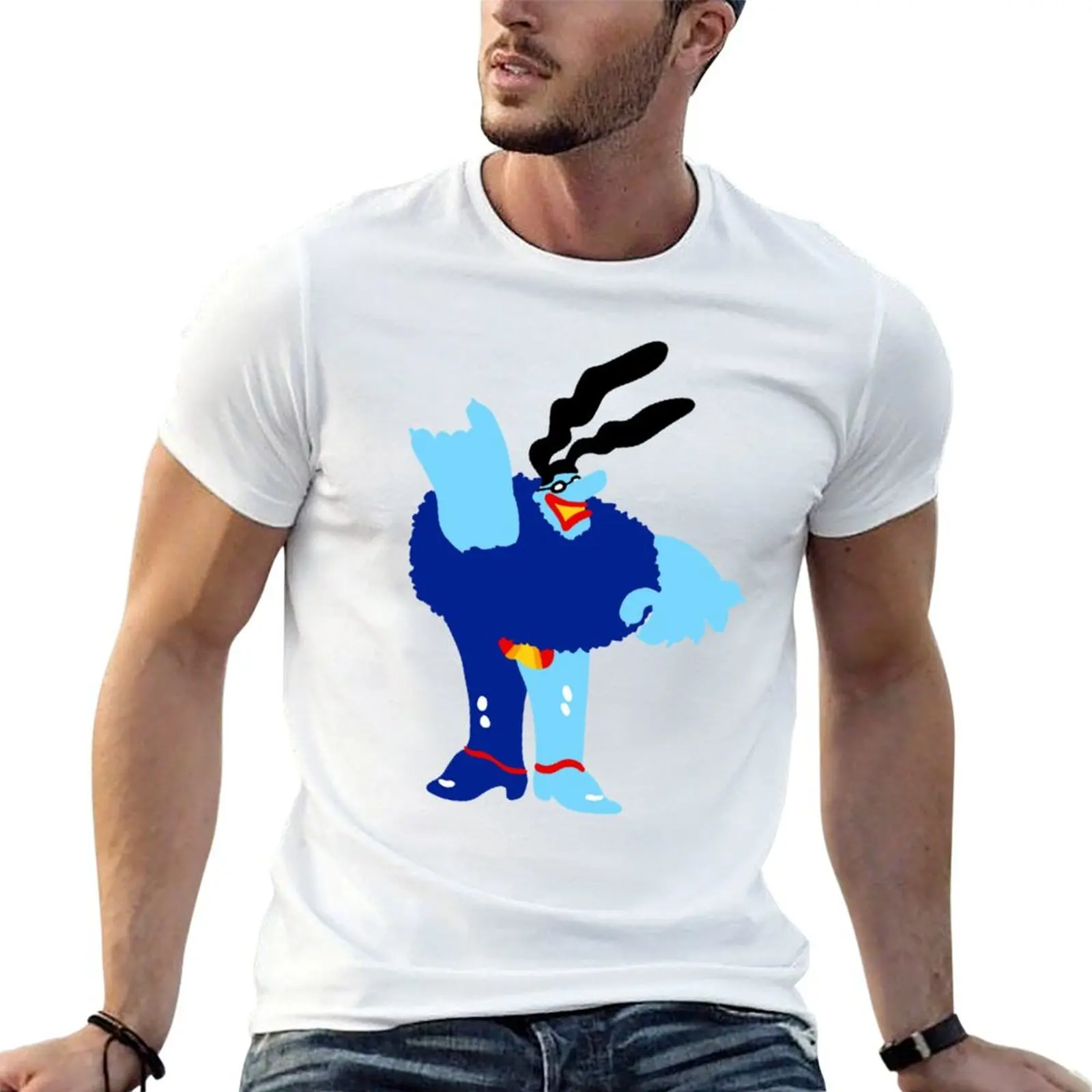 Фото Мужская футболка Minimal Blue Meanie, хлопковая футболка высокого качества для мужчин, хлопковая мужская футболка, летняя футболка №1