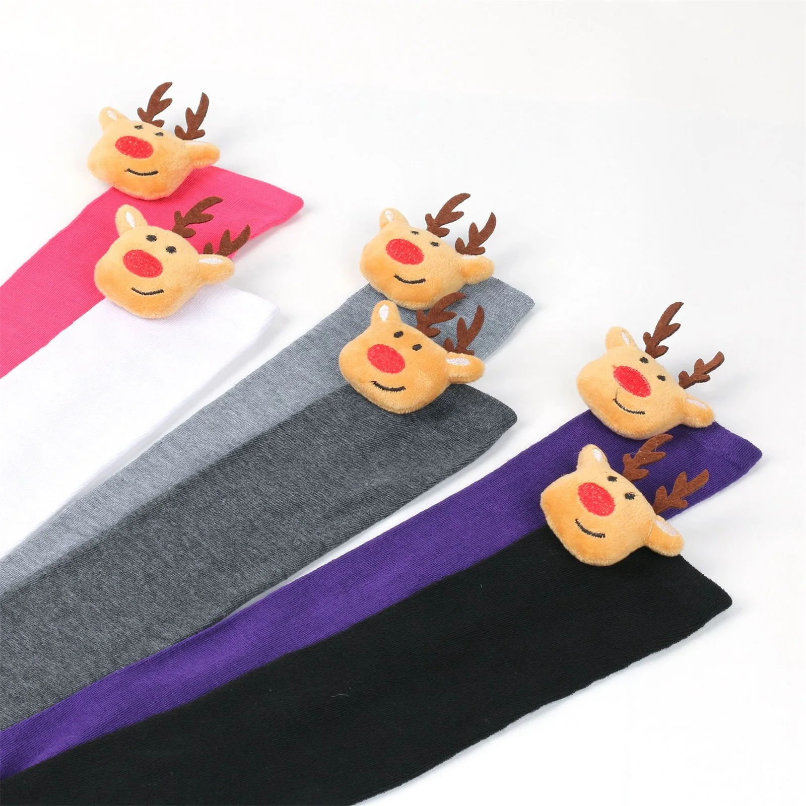 BeQeuewll женские рождественские чулки милые до бедра с куклами Санта/Лось носки выше