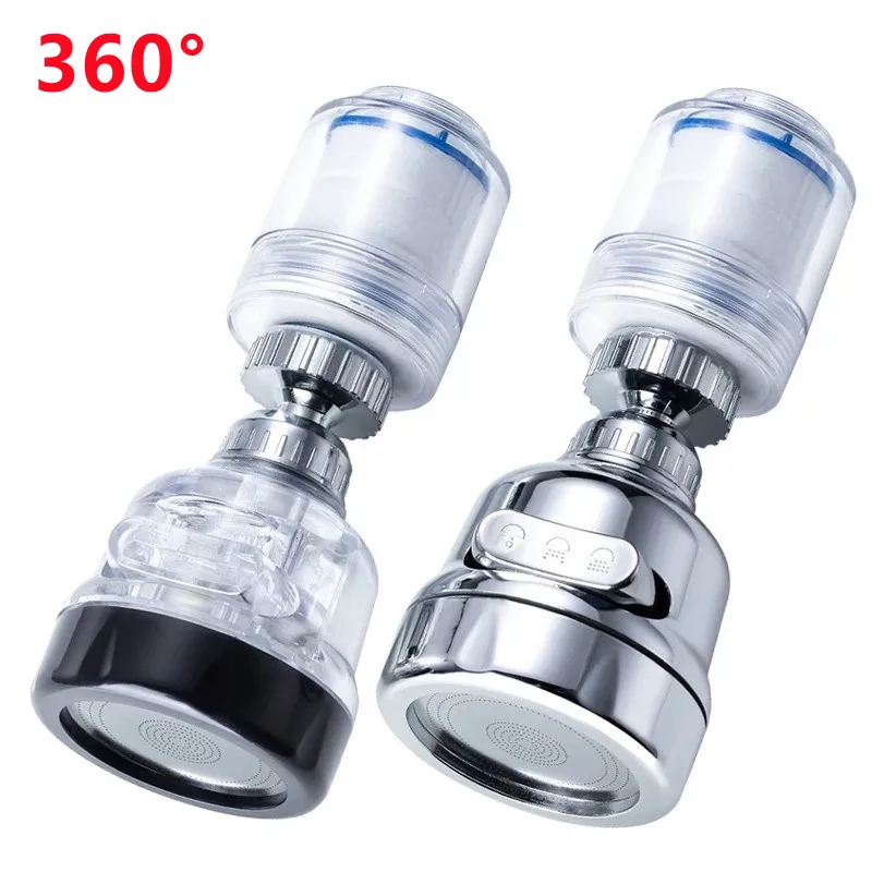 

360 Degree Swivel Kitchen Faucet Aerator Water Saving Nozzle PP Cotton Filter 3 Mode Adjustable Sink Bathroom Faucet Connector