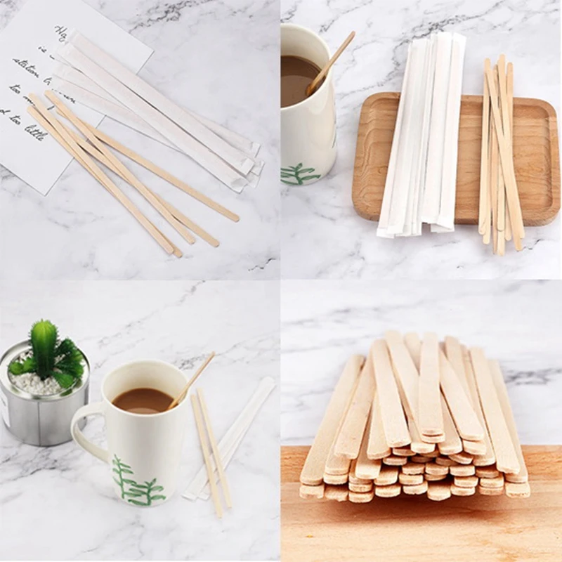 Деревянные палочки для перемешивания кофе 7 5-100 упаковок круглый конец