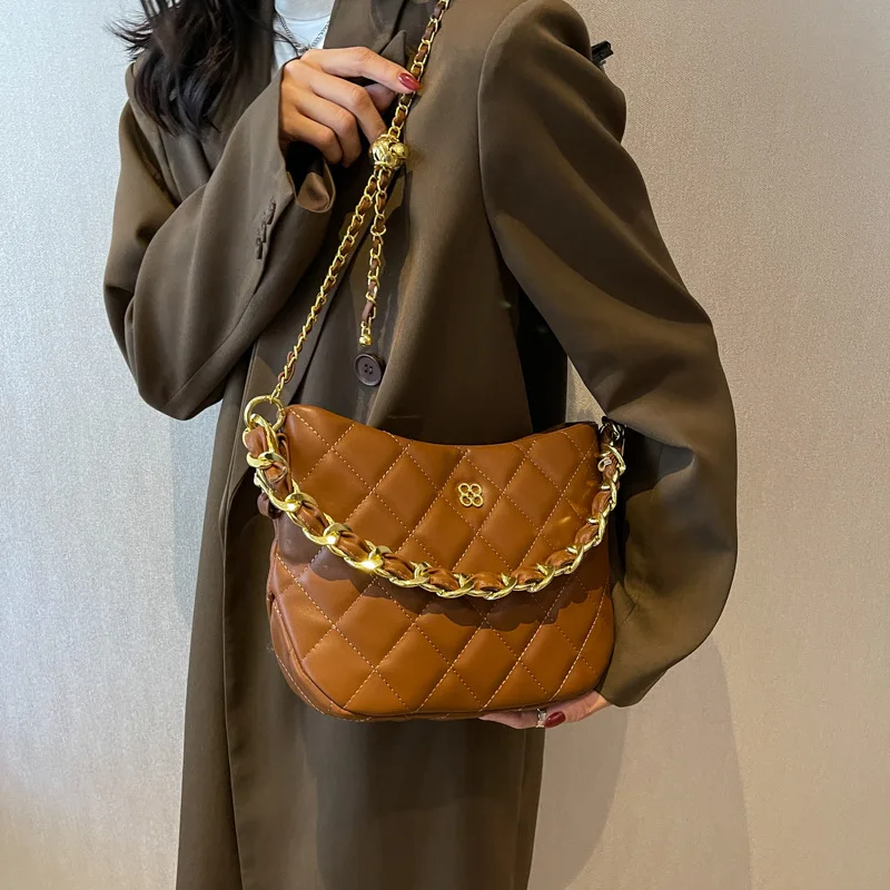 Adjustable Shoulder Strap Chain Crossbody Bag All Seasons Women Fashion Shoulder Messenger Bags Commuter Casual Underarm Satchel