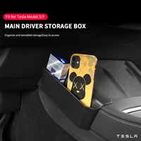 central console side storage box for tesla model 3 y main driver storage basket key phone holder inetrior organizers accessories