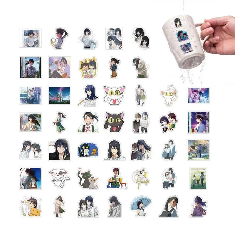 

Suzume Adventure Anime Cartoon Sticker 50PCS Suzume Pattern DIY Phone Laptop Luggage Skateboard Graffiti Decals Fun For Kid Toy