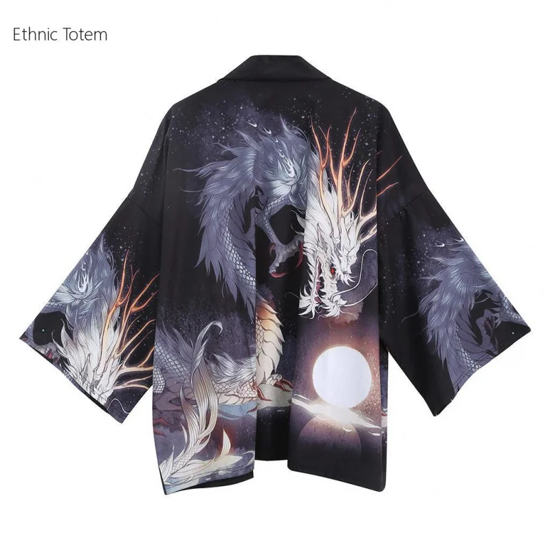 Kimono Haori Hanfu Suit Cloak Men\'s Japanese Retro Crane Print Thin Coat Summer Chinese Style New Tang Suit Taoist Robe images - 6