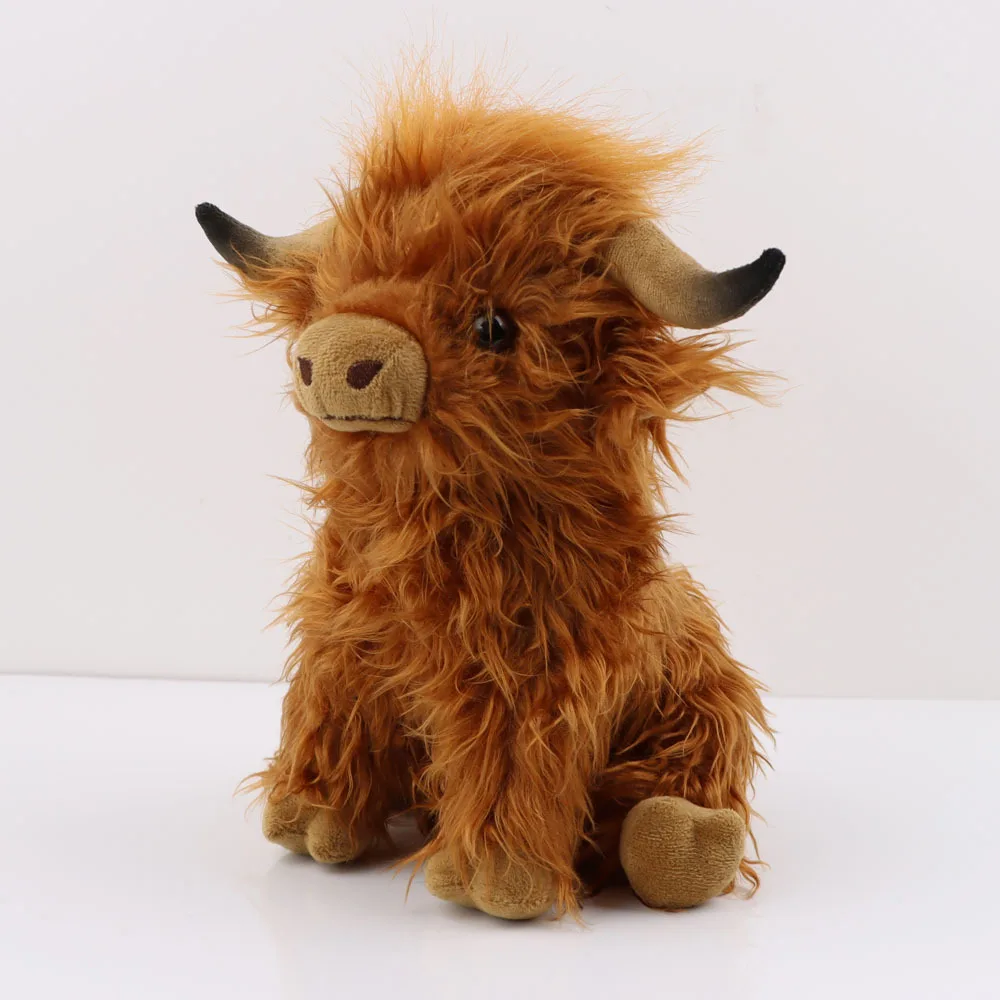 

25cm Kawaii Scottish Highland Cow Plush Toy Cute Simulation Long-Haired Cow Stuffed Plushie Doll Toys for Children Gift