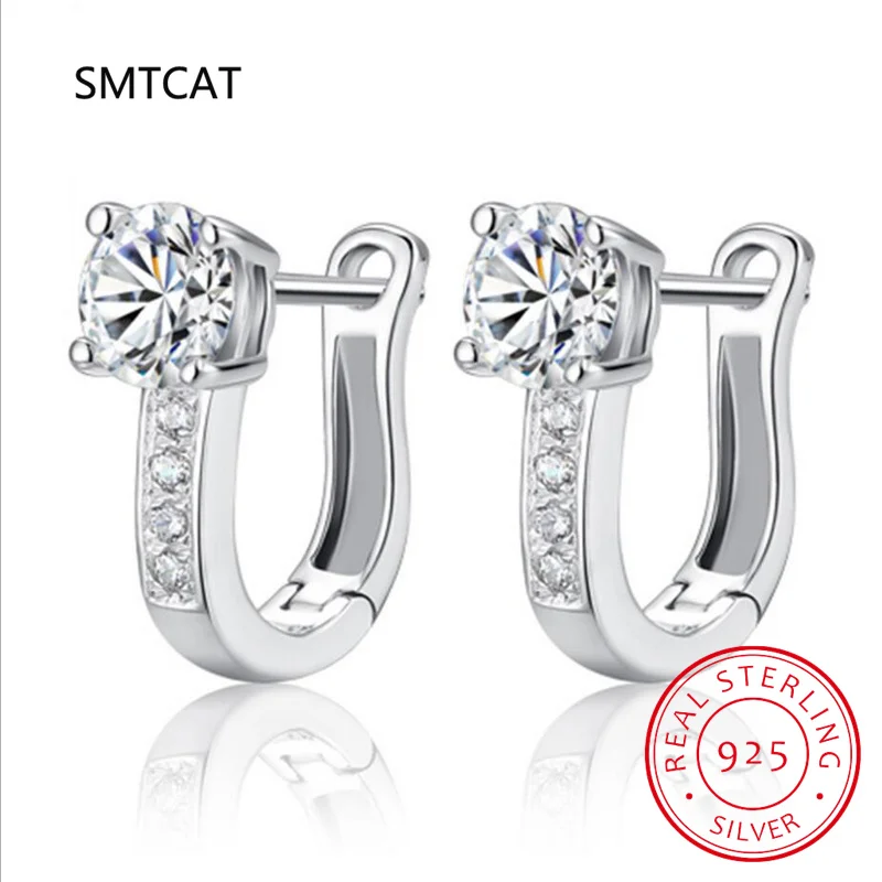 

SMTCAT s925 Trendy D color 2mm 0.42ct total VVS1 Moissanite Hoop Earring for Women Fine Jewelry