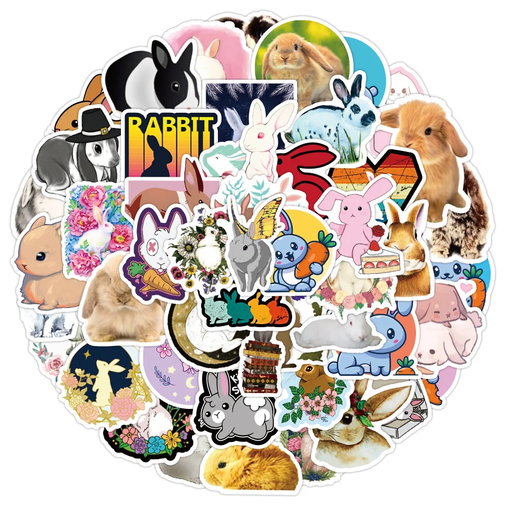 

10/30/50PCS Cartoon Cute Rabbit Graffiti Waterproof Sticker Personalized Decoration Trend Refrigerator SkateboardHelmetWholesale