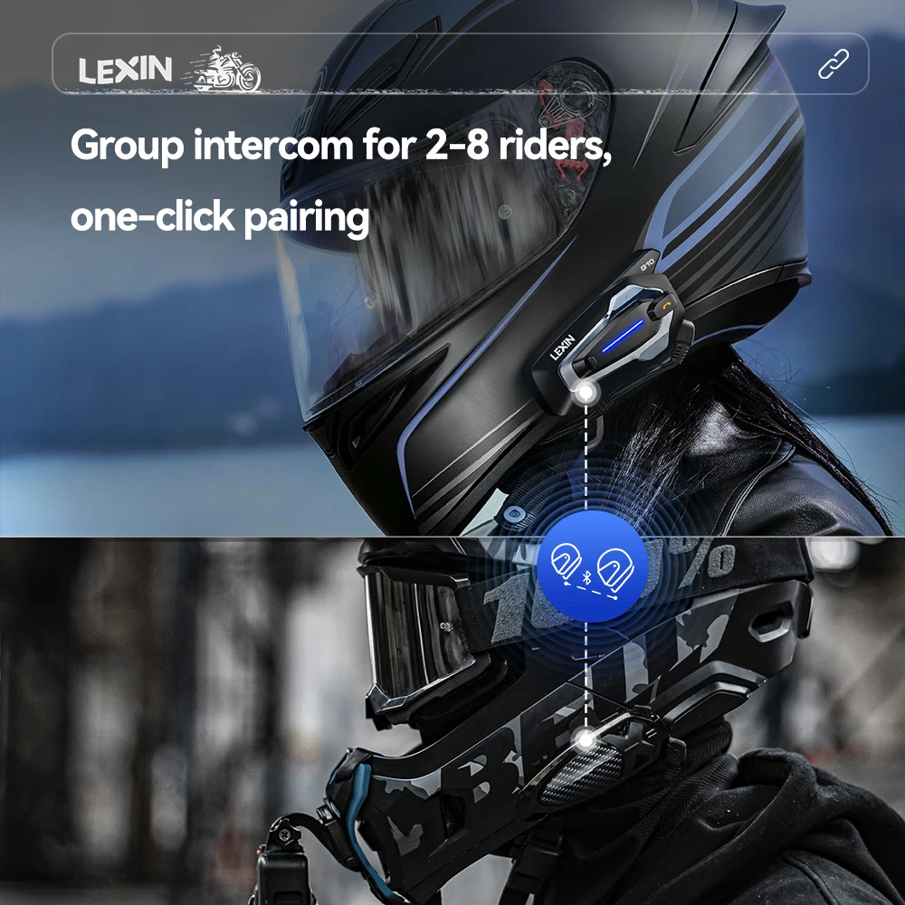 НОВИНКА: Мотоциклетная гарнитура NEW-LEXIN G10, интерком для 8 райдеров с двойной связью Qualcomm Bluetooth 5.1, параллельная аудиосвязь и воспроизведение музыки. (art.: 3920dc9cc50f2) - 3920dc9cc50f2