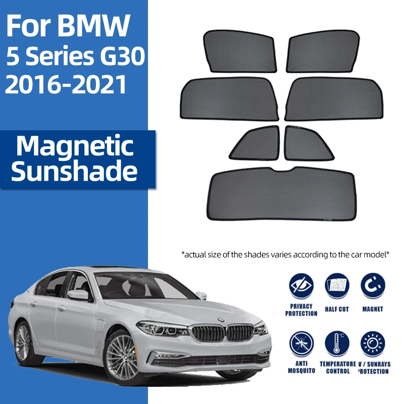 

Для BMW 5 серии G30 2016-2023 Переднее лобовое стекло Автомобильный солнцезащитный козырек Заднее детское боковое окно Солнцезащитный козырек Магнитная рама Занавеска