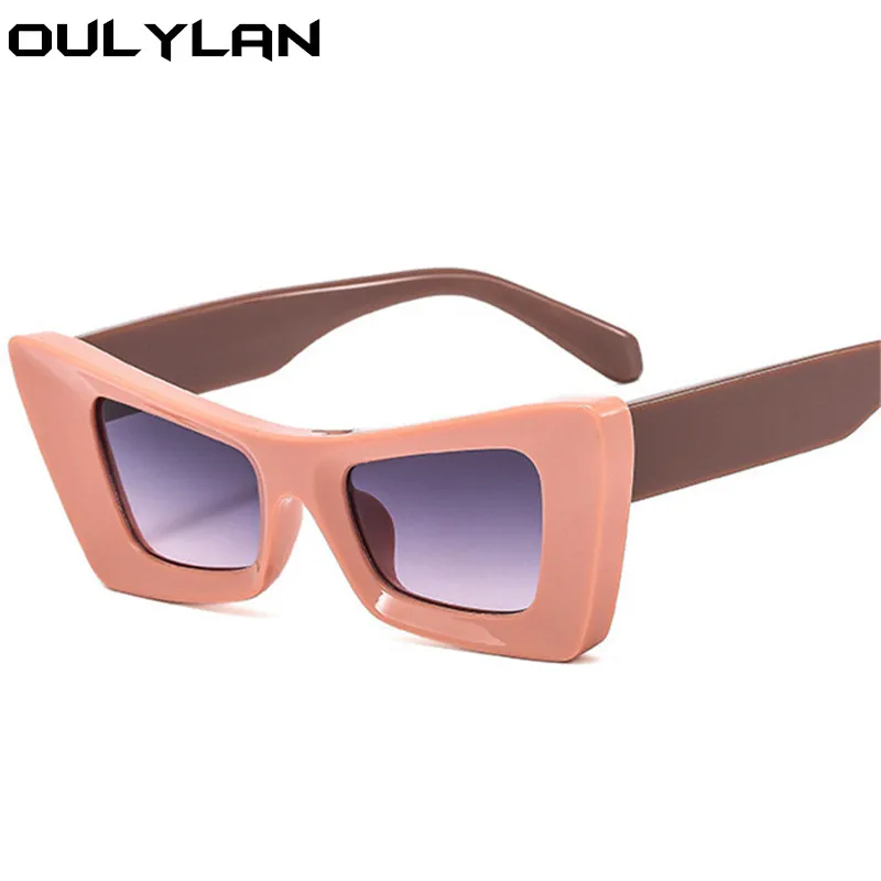 

Солнечные очки Oulylan кошачий глаз для мужчин и женщин, модные солнцезащитные аксессуары с двойным цветом, с градиентными линзами, UV400, розовые...