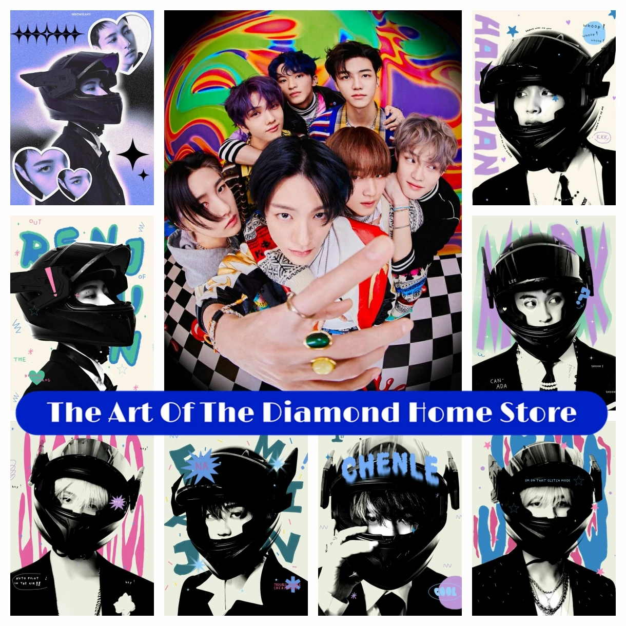 

Helmet 5D AB Diamond Painting KPOP Korean Boy NCT DREAM Group Embroidery Drill Cross Stitch Picture Rhinestone Craft Home Decor