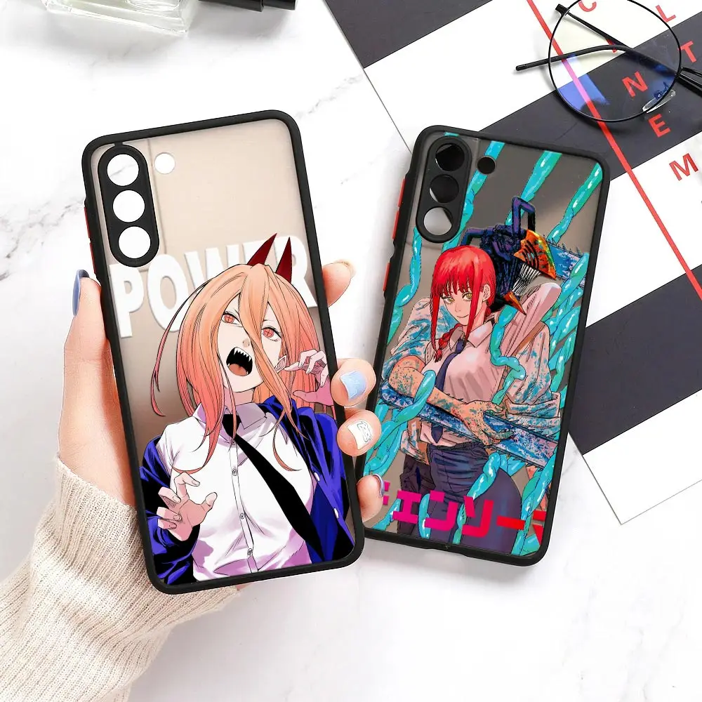 

Chainsaw Man Anime Power Makima Case For Samsung S23 S22 Ultra Cases Galaxy S23 S21 Plus 5G S20 FE S10 Lite S9 Matte Clear Cover