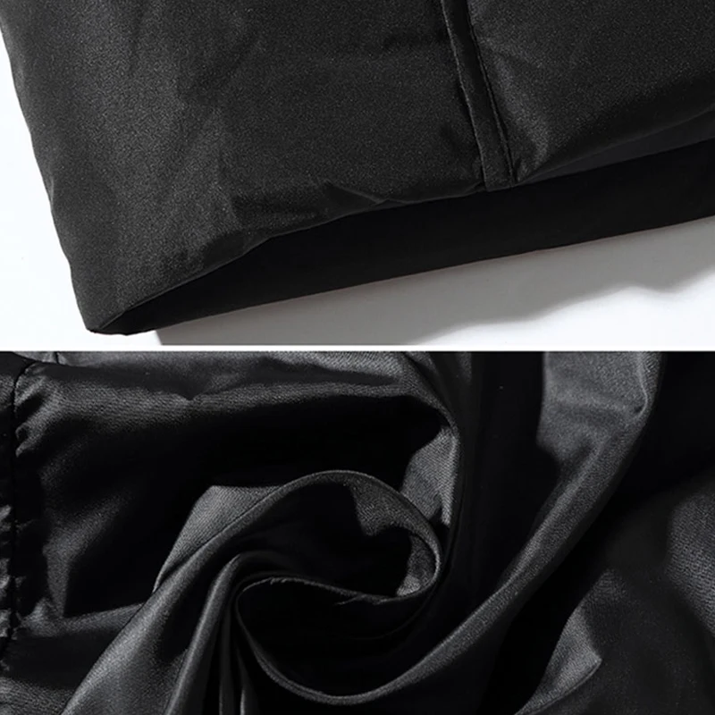 Men's Medium Long Solid Color Down Jacket Winter Warm Black Coat Simple Slim Fashion Casual Male Clothing