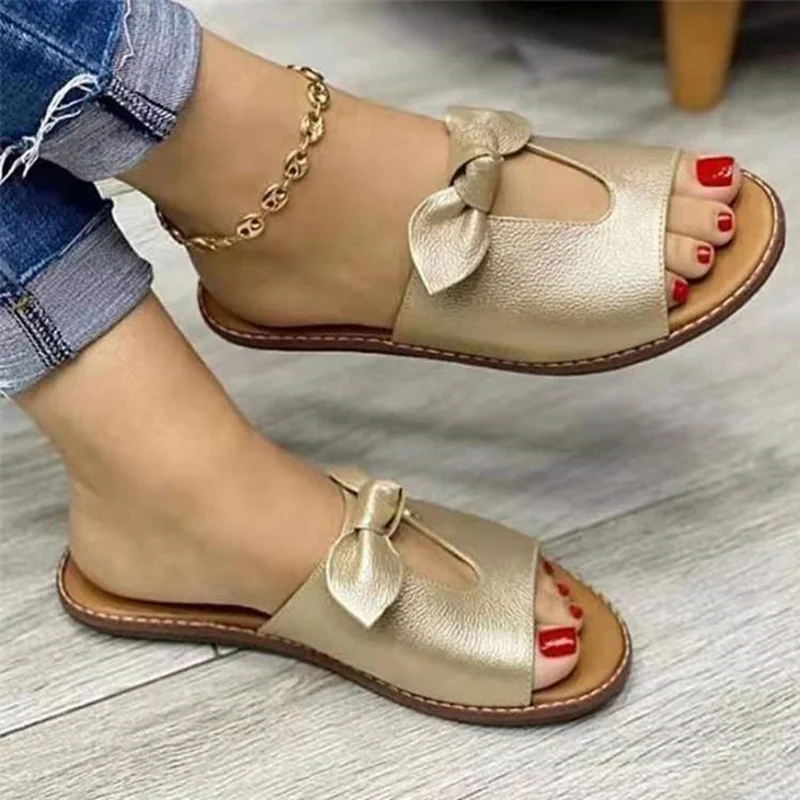 

Fashion Women Sandals Shoes Open Toe Vintage Summer Beach Shoes Women Casual Slipper Women Cute Butterfly-Knot Zapatillas Muje