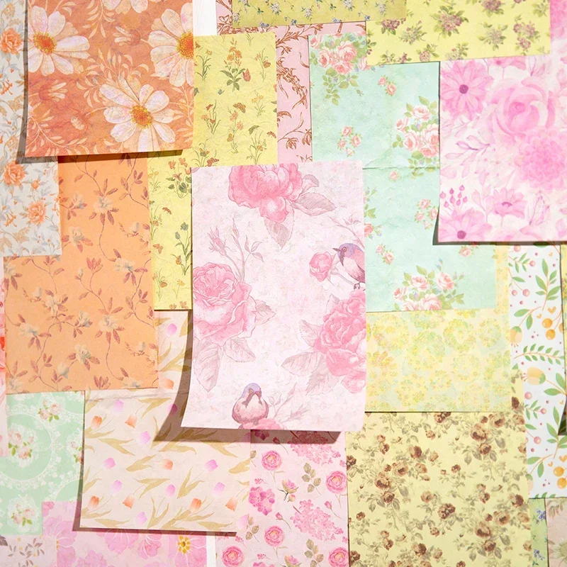 

100Sheets Roses Memo Material paper Flower Note Pad Book Decoration Scrapbooking Background Wrapping Gift Account 144*94MM