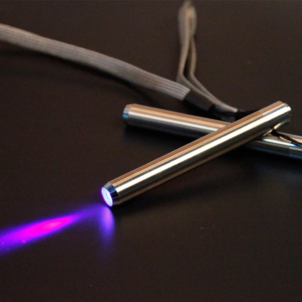 

395/365 UV Flashlight Torch Mini LED Stainless Steel Mini Lamp Ultra Violet Light AAA Battery for Marker Checker Detection