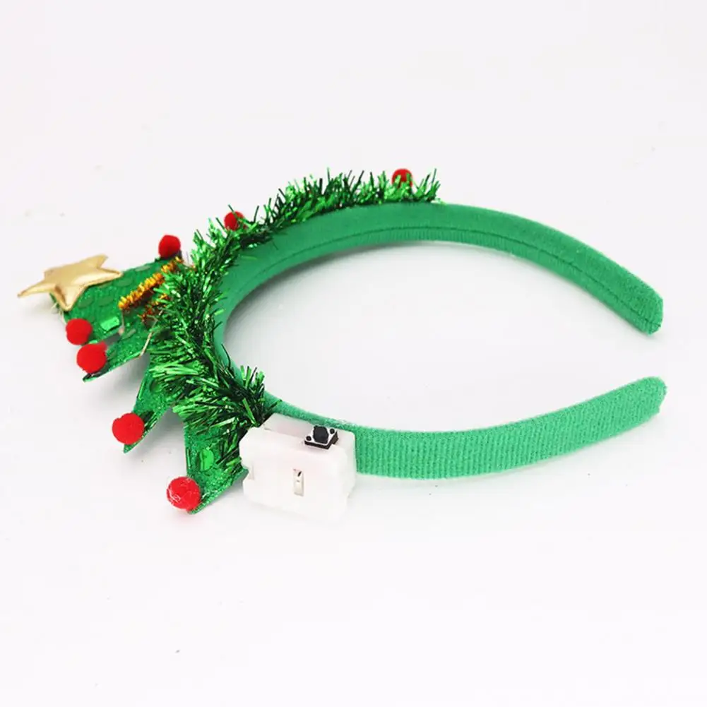 

New Year Headband Colorful Led Light Christmas Hairband with Confetti Decor Elastic Unisex Holiday Headdress Shiny Anti-slip