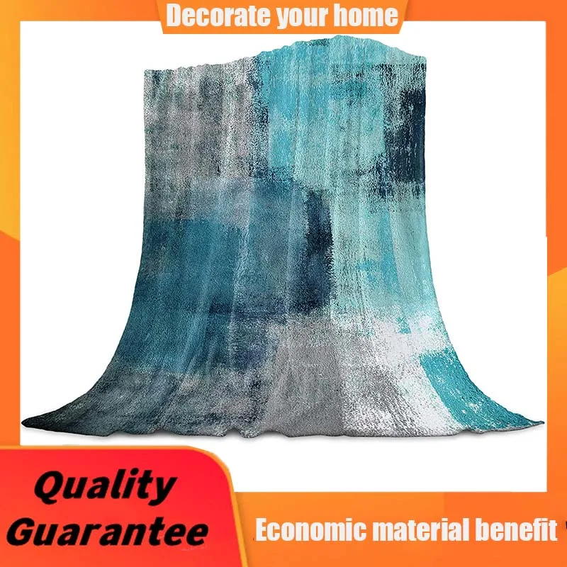 

Turquoise Blanket Gray Aqua Abstract Paint Art Graffiti Lattice Super Soft Breathable Flannel Throw Blankets Cyan Teal Warm Cozy