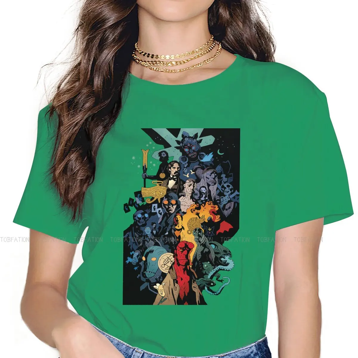 

Модные футболки Dark Horse, женские стильные топы с изображением супер-героев анун Un рамы, Дамская Футболка с круглым вырезом 4XL