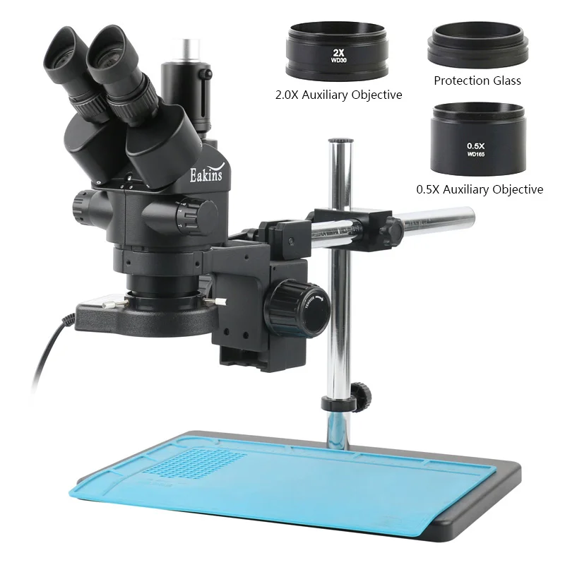 3.5x 7X 45X 90X endüstriyel laboratuvar Simul fokal ayarlanabilir Stereo mikroskop trinoküler mikroskop Set için PCB SMD lehimleme onarımı