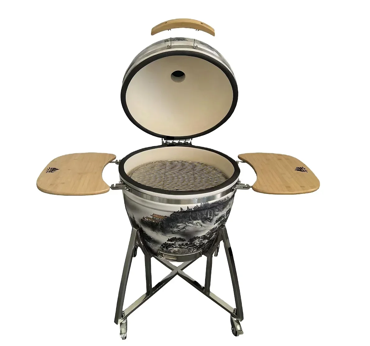 Новый стиль 26-дюймовый большой ручной роспись пейзаж Камадо керамический гриль