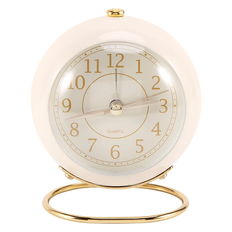 S, Classic Non-ticking Quartz Tabletop Analog Alarm Clock De