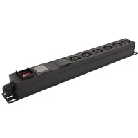 PDU Power Strip Network Cabinet Rack 16A Electric 6 Unit C13 Outlet with switch Ammeter display overload protection Socket