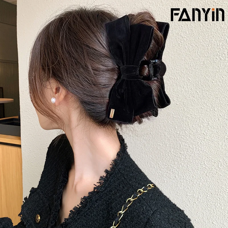 

FANYIN Flocking Bow Hair Clip for Women New In Back of the Head Crab Claw Clip Fashion Trend Hair Accessories