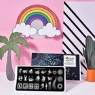 Трафарет Beautybigbang из нержавеющей стали для стемпинга ногтей, шаблон для рисования животных, панды, птицы, для дизайна ногтей