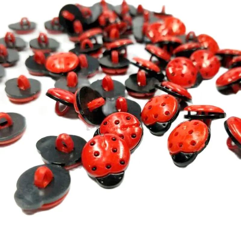 

HL 15x12MM Red Beatles Plastic Buttons DIY Garment Clothing Sewing Accessories 50PCS