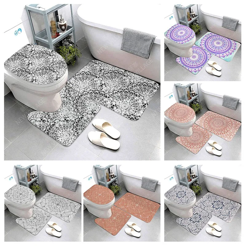 

Противоскользящие коврики для ванной, впитывающий коврик для ног для входа в ванну, коврик для туалета, марокканский винтажный Персия, бохо, мандала