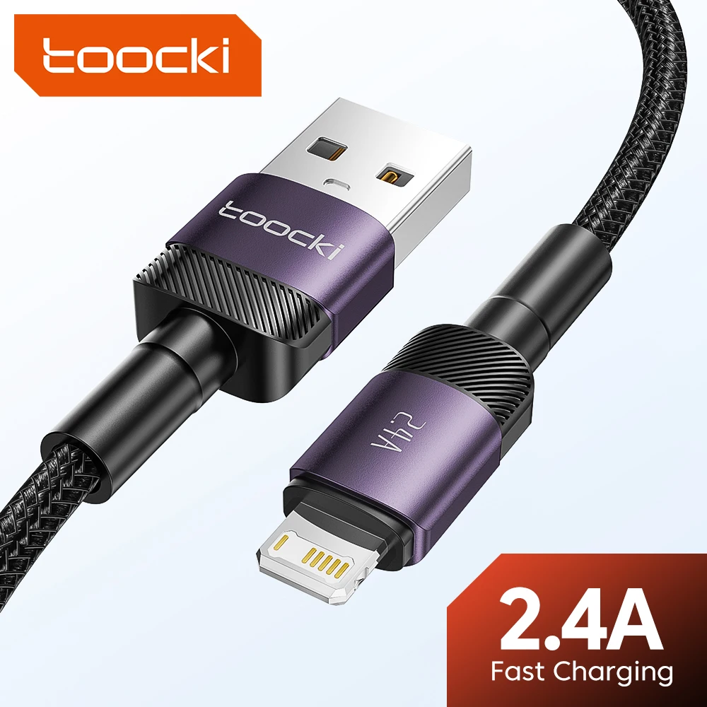 USB-кабель Toocki Lightning 2,4 А для iPhone 14, 13, 12 Pro Max, X, XS, XR, 8, 7 Plus, быстрая зарядка, шнур для передачи данных для iPhone, USB-провод