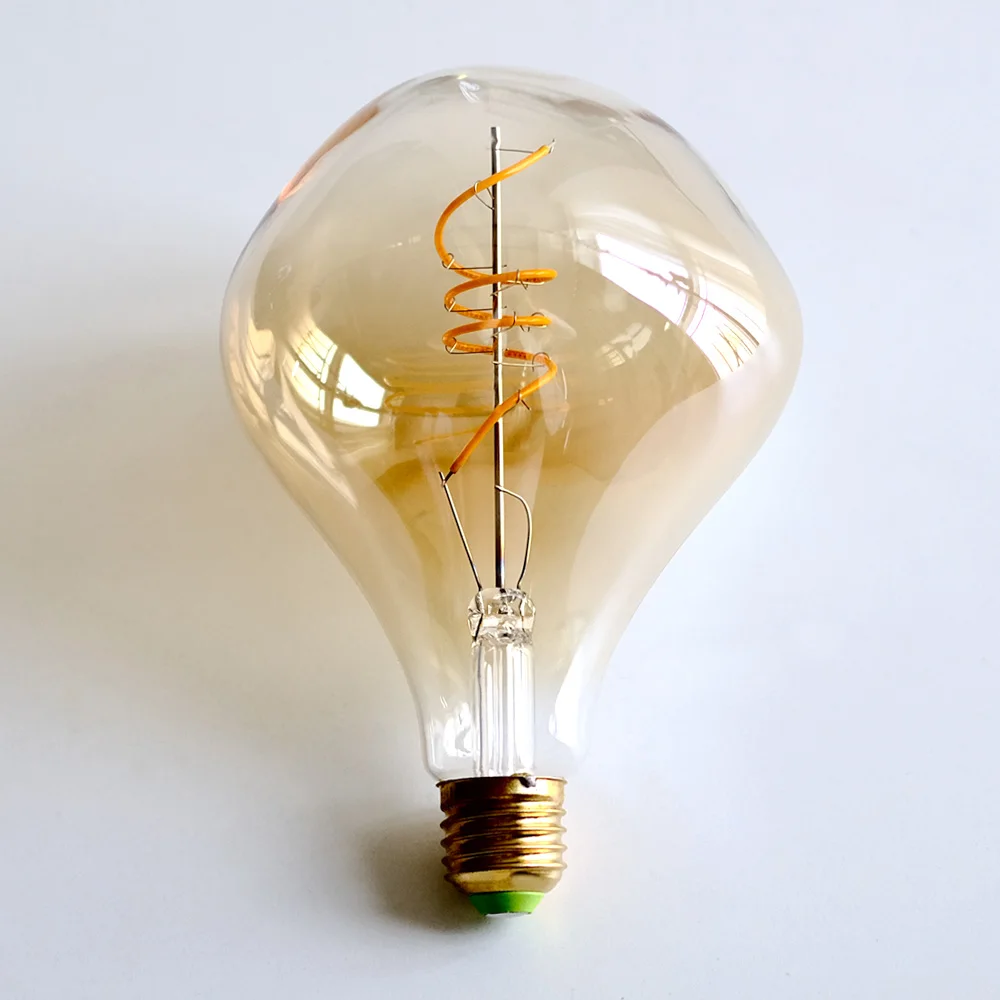 Фото Светодиодная лампа TIANFAN G125 Alien Edison, 4 Вт (25 Вт Eq), теплый свет 2000 К, с регулируемой яркостью, 110 В/220 В, янтарный/дымчатый, дизайн из спиральной нити в стиле ретро №3