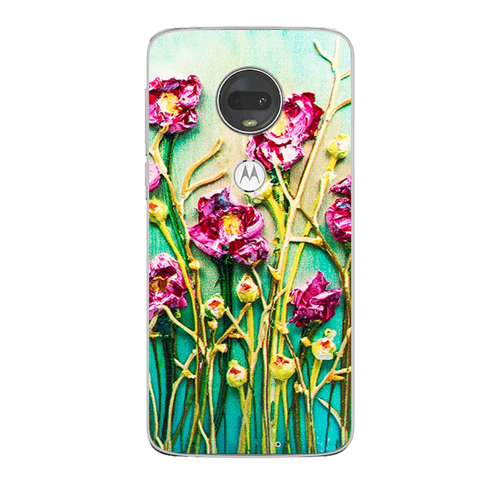 Painting Flower Case For Motorola Moto G60S G7 G8 G9 G10 G20 G30 E7 E7i Plus Play Power G50 G200 5G Soft TPU Shockproof Fundas