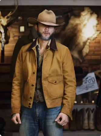 Мужская весенне-осенняя куртка из натуральной коровьей замши винтажная