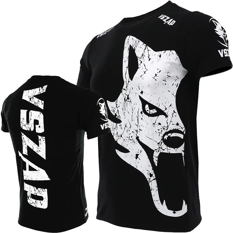 Фото VSZAP файтинговые футболки, быстросохнущая футболка для MMA Rashguard, боксерская футболка, мужская тренировочная футболка для смешанных боевых искусств №4