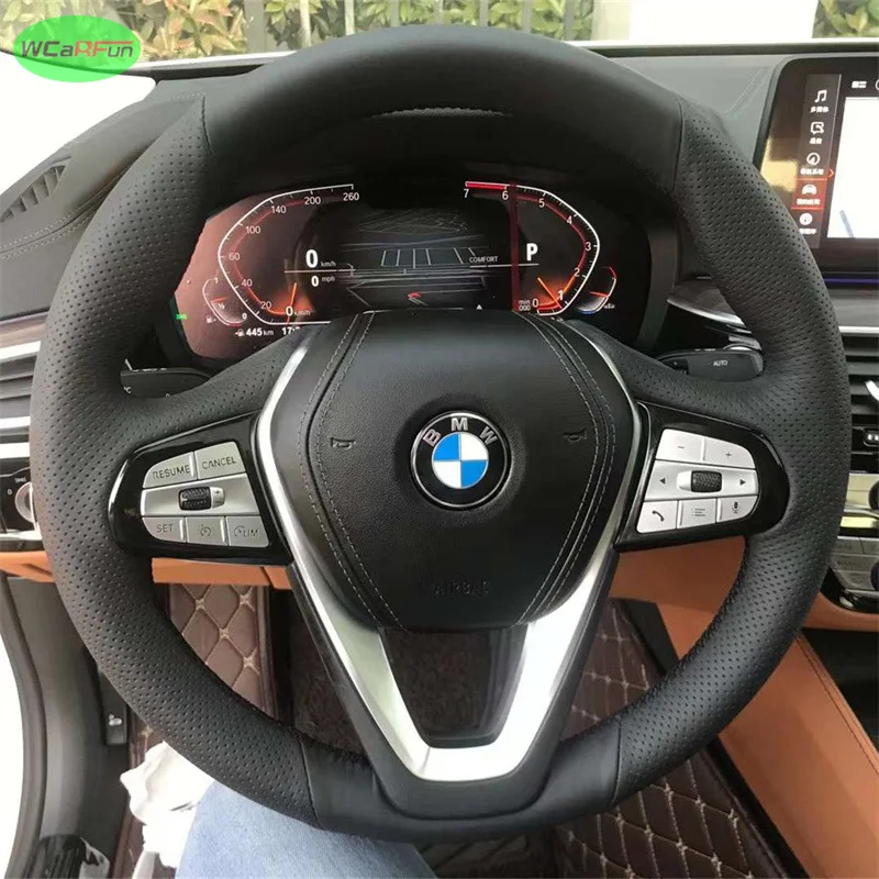 Автомобильный плетеный противоскользящий кожаный чехол на руль для BMW i4 G01 G02 G05 G06