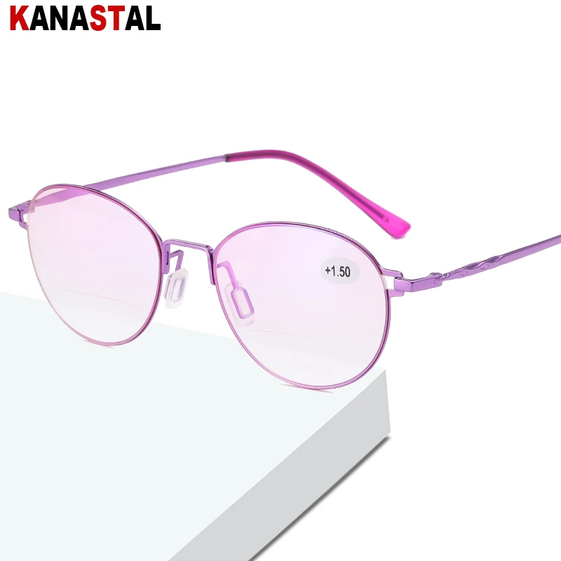 

Women's Blue Light Blocking Reading Glasses Metal Eyeglasses Frames Men Hyperopia Myopia Focus Variable Lens Presbyopic Eyewear