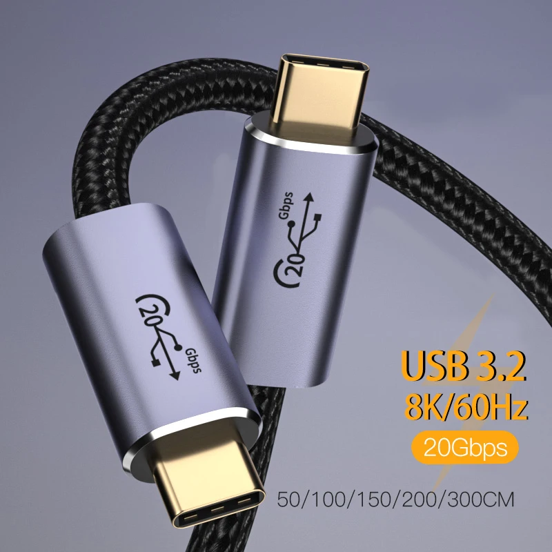 

Кабель USB Type-C на Type-C для Macbook PD 100 Вт, 5A, USB 3,2, 20 Гбит/с, ThunderBolt3, QC4.0, 3,0