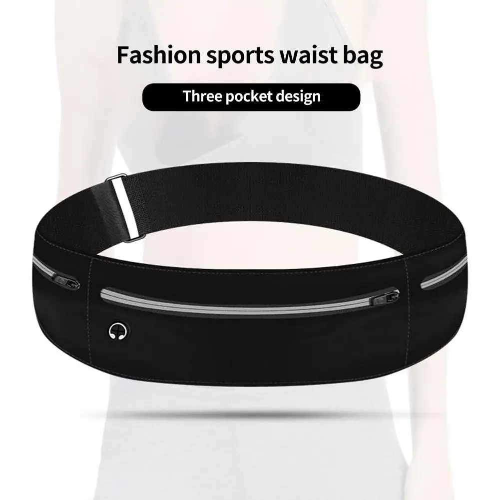 

Sports Waist Bag Waterproof 3 Zipper Pockets Reflective Large Capacity Storage Men Women Phone Pouch Running Belt for Outdoor